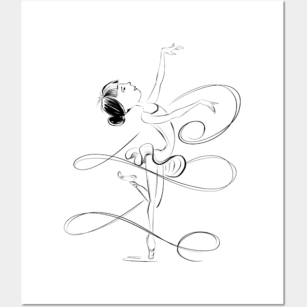 Graceful Balerina Wall Art by Jason's Doodles